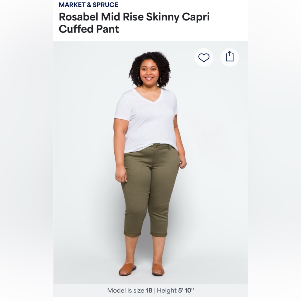 Market & Spruce Olive Mid-Rise Cuffed Capri